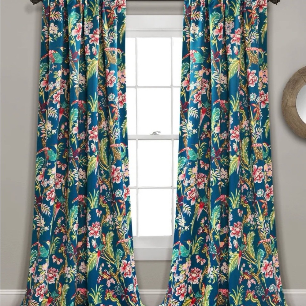 NEW Floral Bird Curtain Panels (14) Light Filtering 52x84